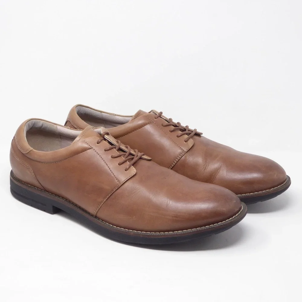 Abeo Mens Oscar Plain Toe Derby Shoes Brown Leather Lace Up Orthotic 13N